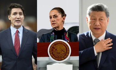 Prime Minister of Canada Justin Trudeau; President of Mexico Claudia Sheinbaum; and President of China Xi Jinping US trade wars: Canada, Mexico, and China prepare retaliatory measures as Trump tariff deadline hits