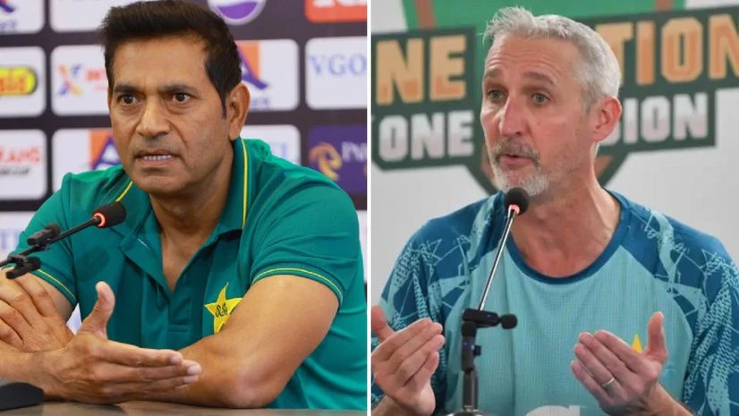 Aquib Javed and Jason Gillespie Aquib Javed and Jason Gillespie