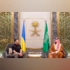 Saudi Arabia Prince Mohammed Bin Salman with Ukrainian President Volodymyr Zelenskiy in Jeddah Saudi Crown Prince Mohammed Bin Salman with Ukrainian President Volodymyr Zelenskiy