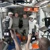 Nasa astronaut Butch Wilmore, Roscosmos cosmonaut Aleksandr Gorbunov and Nasa astronauts Nick Hague and Suni Williams