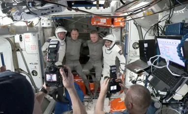 Nasa astronaut Butch Wilmore, Roscosmos cosmonaut Aleksandr Gorbunov and Nasa astronauts Nick Hague and Suni Williams Nasa astronaut Butch Wilmore, Roscosmos cosmonaut Aleksandr Gorbunov and Nasa astronauts Nick Hague and Suni Williams