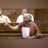 New Delhi: Union Finance Minister Nirmala Sitharaman speaks in the Rajya Sabha during the Budget session of Parliament, in New Delhi, Tuesday, March 18, 2025. (Sansad TV via PTI Photo)