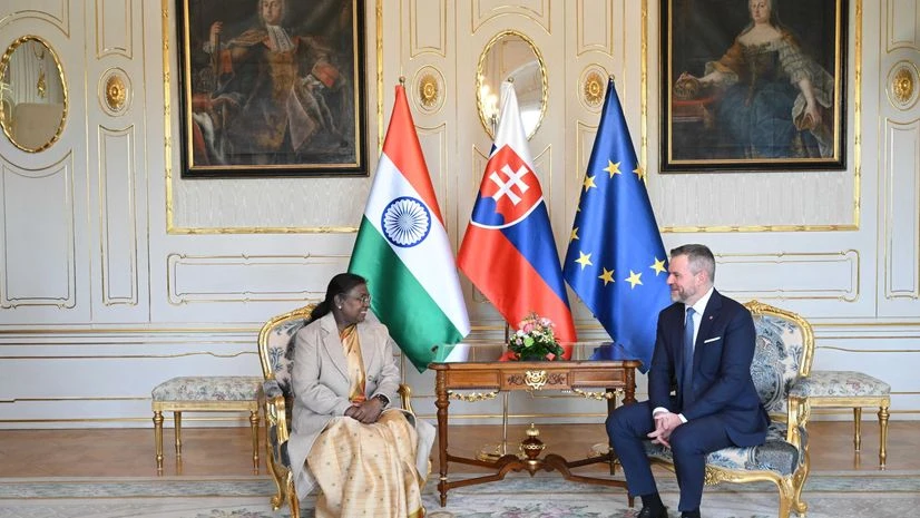 Slovakia President with India's President Droupadi Murmu Slovakia President with India's President Droupadi Murmu