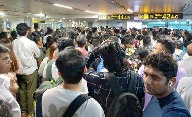 Stranded passengers at Delhi airport Stranded passengers at Delhi airport