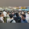 Stranded passengers at Delhi airport