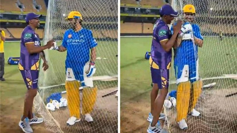 Dhoni and Bravo Dhoni and Bravo