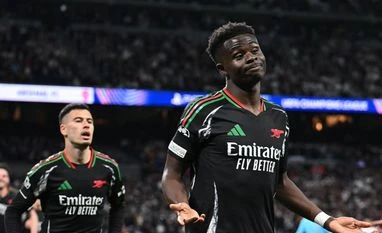 Arsenal's Bukayo Saka vs Real Madrid Arsenal's Bukayo Saka vs Real Madrid