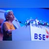 Finance Minister Nirmala Sitharaman during the 150 years celebration of BSE in Mumbai, Thursday, April 17, 2025 | Photo: KAMLESH PEDNEKAR Finance Minister Nirmala Sitharaman during the 150 years celebration of BSE in Mumbai, Thursday, April 17, 2025 | Photo: KAMLESH PEDNEKAR