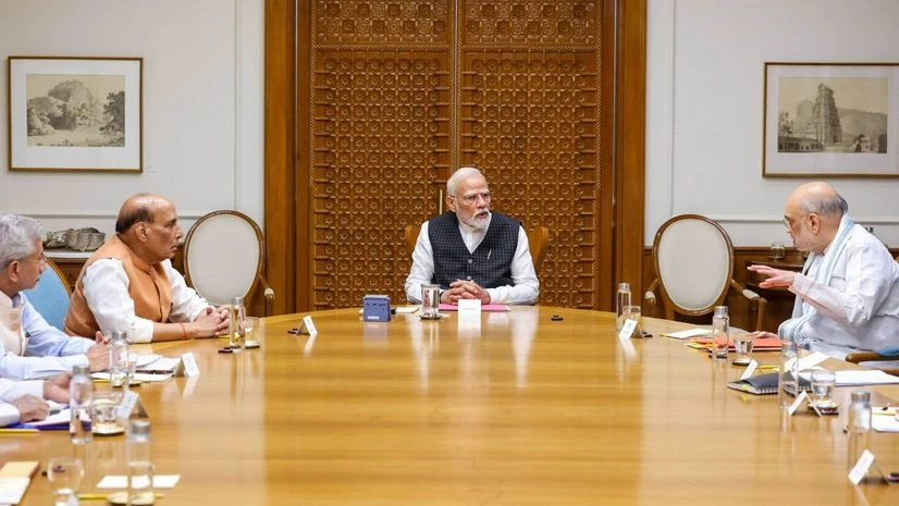 CCS meeting, Pahalgam attack, Indus In this image released by PMO on Wednesday, April 23, 2025, Prime Minister Narendra Modi chairs a meeting of the Cabinet Committee on Security (CCS), in New Delhi. At least 26 people were killed in a terror attack in Pahalgam on Tuesday. (PTI Photo)