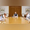 CCS meeting, Pahalgam attack, Indus In this image released by PMO on Wednesday, April 23, 2025, Prime Minister Narendra Modi chairs a meeting of the Cabinet Committee on Security (CCS), in New Delhi. At least 26 people were killed in a terror attack in Pahalgam on Tuesday. (PTI Photo)