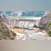 Salal Dam on the Chenab river in Reasi district of J&K on Monday. Water levels in the river have dropped sharply after its flow was restricted through Baglihar and Salal dams, days after India suspended Indus Waters Treaty with Pakistan | photo: pti