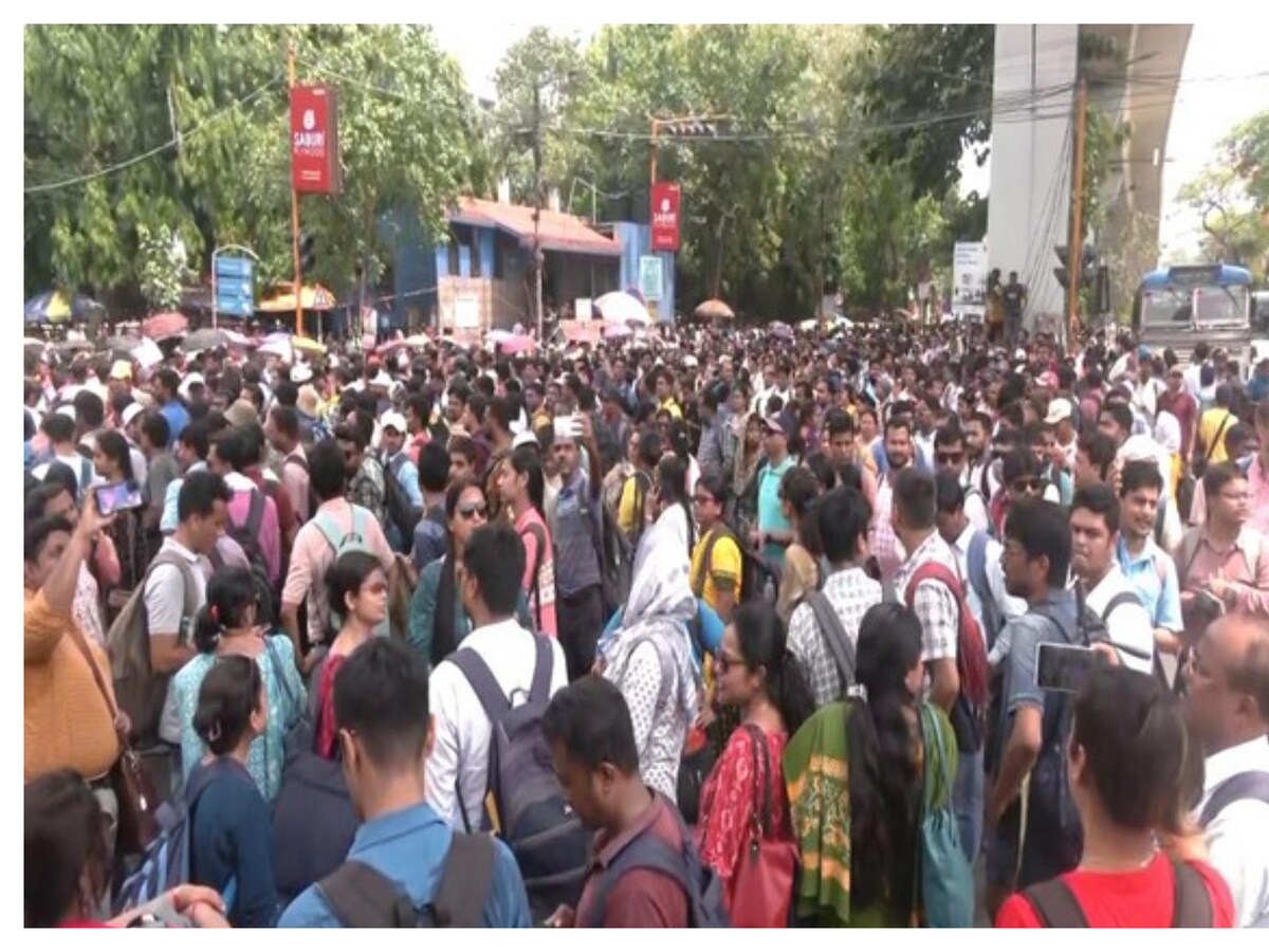 First-time SSC test candidates hold rally in Kolkata demand parity in interview selection criteria