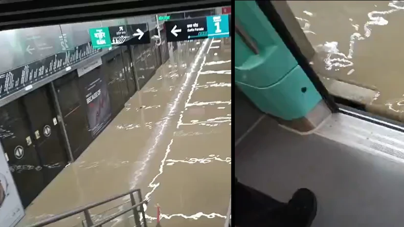 aqua line metro, underground metro, metro flood, Mumbai Worli station Early monsoon rains cause flooding in Mumbai’s newly inaugurated Worli underground metro station on Aqua Line 3; metro services curtailed
