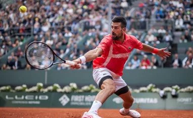 Novak Djokovic in his first match of French Open 2025 Novak Djokovic in his first match of French Open 2025