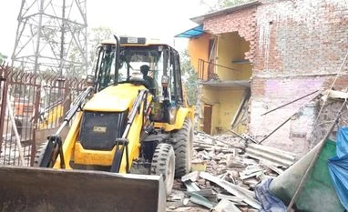 Demolition drive underway in Madrasi Camp in south Delhi's Jangpura Demolition drive underway in Madrasi Camp in south Delhi's Jangpura