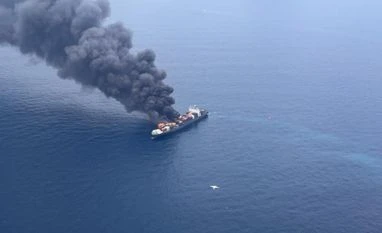 Debris from burning Singapore flagged cargo ship washes ashore in Kerala SINGAPORE FLAGGED BURNING SHIP DEBRIS KERALA