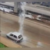 Kalladka flyover springs leak, triggers memes on free car wash Screengrab from the viral video posted on X