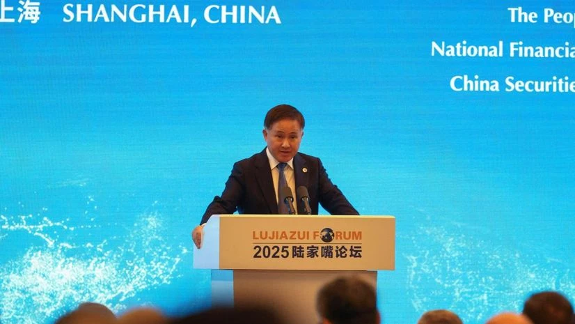 Pan Gongsheng, Governor of the Peoples Bank of China, speaks during Lujiazui Forum 2025 in Shanghai, China China calls for multi-currency world to reduce systemic risks