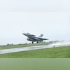 An Indian Air Force Rafale fighter jet taking off during an exercise in an undisclosed location in India rafale, IAF