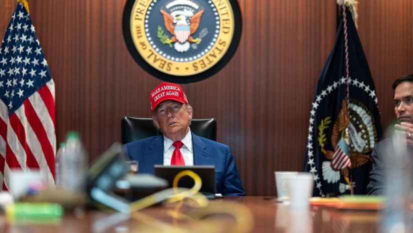 Donald Trump, Situation room US President Donald Trump in The Situation Room on June 21 - the day US struck nuclear bases in Iran