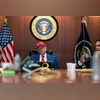 Donald Trump, Situation room US President Donald Trump in The Situation Room on June 21 - the day US struck nuclear bases in Iran