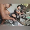 Antaryami Mahana making a brass bowl