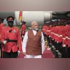 PM Modi conferred Ghana's national honour, dedicates it to 1.4 bn Indians India's Prime Minister H. E. Narendra Modi inspects the troops after arriving at the Kotoka International Airport in Accra, Ghana. Wednesday