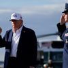 U.S. President Donald Trump gestures after disembarking Air Force One as he arrives at Joint Base Andrews, Maryland, U.S, July 6, 2025