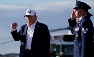 U.S. President Donald Trump gestures after disembarking Air Force One as he arrives at Joint Base Andrews, Maryland, U.S, July 6, 2025 U.S. President Donald Trump gestures after disembarking Air Force One as he arrives at Joint Base Andrews, Maryland, U.S, July 6, 2025