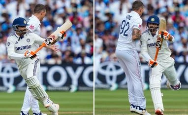 Jadeja and Carse collide on pitch during day 5 of Lord's Test Jadeja and Carse collide on pitch during day 5 of Lord's Test