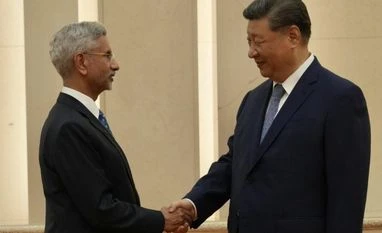 S Jaishankar shaking hands with Xi Jinping S Jaishankar shaking hands with Xi Jinping