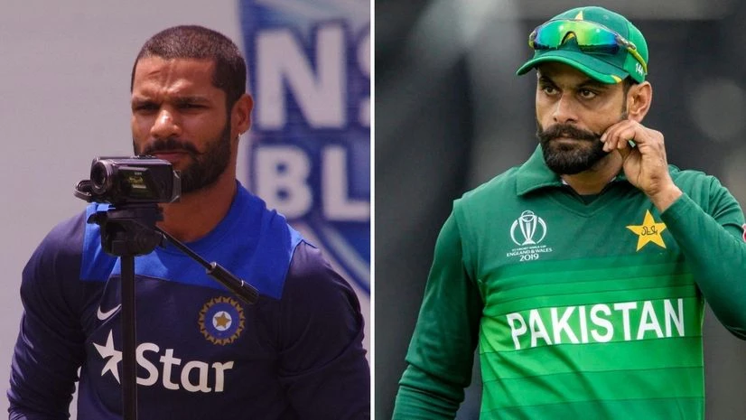India legends player Shikhar Dhawan and Pakistan legends player Md Hafeez (L-R) India legends player Shikhar Dhawan and Pakistan legends player Md Hafeez (L-R)
