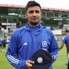 Anshul Kamboj with his Test cap