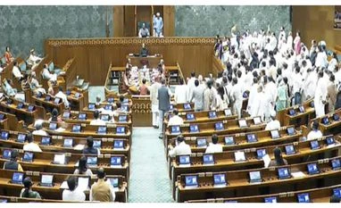 Oppn MPs tear, throw 'SIR' posters in bin as symbolic rejection of exercise opposition protest, parliament, opposition in parliament