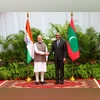 Maldives president Muizzu with PM Narendra Modi