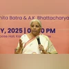 Union Finance Minister Nirmala Sitharaman at the launch event of 'A world in Flux' | Credit: Screengrab/YT: ICC Programmes