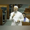 AIMIM MP Asaduddin Owaisi speaks during a debate in the Lok Sabha