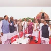 Union Finance Minister Nirmala Sitharaman with her colleagues (from left) Shivraj Singh Chouhan, Dharmendra Pradhan, Jitan Ram Manjhi, Ashwini Vaishnaw, Kiren Rijiju, J P Nadda, Gajendra Singh Shekhawat, and Pralhad Joshi Union Finance Minister Nirmala Sitharaman with her colleagues (from left) Shivraj Singh Chouhan, Dharmendra Pradhan, Jitan Ram Manjhi, Ashwini Vaishnaw, Kiren Rijiju, J P Nadda, Gajendra Singh Shekhawat, and Pralhad Joshi