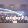 CDS General Anil Chauhan (far left), Union Defence Minister Rajnath Singh (centre), and CAS Air Chief Marshal AP Singh (far right) with the four Gaganyatris: Group Captains Shubhanshu Shukla, Angad Pratap, Ajit Krishnan, and P B Nair, in New Delhi on CDS General Anil Chauhan (far left), Union Defence Minister Rajnath Singh (centre), and CAS Air Chief Marshal AP Singh (far right) with the four Gaganyatris: Group Captains Shubhanshu Shukla, Angad Pratap, Ajit Krishnan, and P B Nair, in New Delhi on