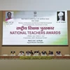 New Delhi: President Droupadi Murmu, center, Union Education Minister Dharmendra Pradhan, and others during the ‘National Teachers Awards 2025' ceremony | PTI
