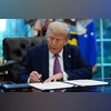 US President Donald Trump signs executive orders