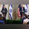 U.S. President Donald Trump and Israeli Prime Minister Benjamin Netanyahu hold a joint press conference in the State Dining Room at the White House in Washington, D.C,September 29, 2025. REUTERS