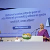 Finance Minister Nirmala Sitharaman addressed the gathering during the launch of Nationwide Awareness Campaign of Unclaimed Financial Assets - Apki Poonji, Apka Adhikar (Your Money, Your Right) in Gandhinagar, Gujarat | Photo: X/ @nsitharamanoffc