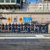 Indian Navy's Flag Officer Commanding Western Fleet (FOCWF) Rear Admiral Vivek Dahiya with Royal Navy's (UK) Carrier Strike Group Commodore James Blackmore and other officials during the Exercise Konkan (Photo: PTI)