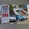 Toyota Motor used vehicles displayed for sale at a dealership in Tokyo