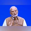 Prime Minister Narendra Modi addresses the gathering during the inauguration of ‘India Mobile Congress 2025’, at Yashobhoomi in New Delhi