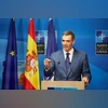 President of Spain Pedro Sanchez speaks to the press during the NATO summit in The Hague on June 25 President of Spain Pedro Sanchez speaks to the press during the NATO summit in The Hague on June 25
