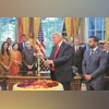 US President Donald Trump during Diwali celebration in the Oval Office at the White House on Tuesday. (PHOTO: PTI) US President Donald Trump during Diwali celebration in the Oval Office at the White House on Tuesday. (PHOTO: PTI)