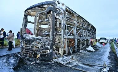 Telangana govt announces ₹5 lakh aid for kin of Andhra bus fire victims Kurnool Bus Fire, Bus Fire, Fire, Bus Accident