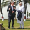 Prime Minister Narendra Modi with British Prime Minister Keir Starmer, at the Raj Bhavan premises, Mumbai, on October 9 (Photo: PTI)